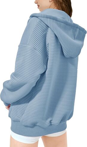 Girls Oversized Full Zip Hoodie Casual Long Sleeve Sweatshirts Cute Jackets with Pockets in Saudi Arabia