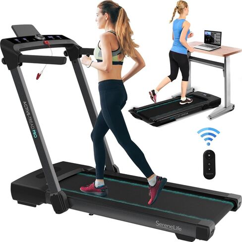 SereneLife Portable Walking Pad Treadmill, 0.6-5.0 MPH Electric Low-Speed Fitness Under Desk Treadmill, Smart Speed Control Walking Mat, Mini Portable Treadmills for Home Small Spaces & Office Use in Saudi Arabia