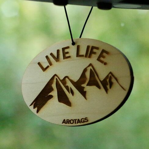 Arotags Wooden Car Air Fresheners - Long Lasting Backwoods Birch Scent Diffuses for 365+ Days - Includes Mountain Adventurer Hanging Mirror Diffuser and Fragrance Oil - 100% American Made in Kuwait