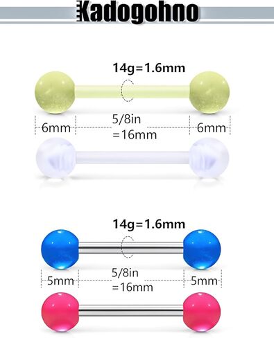 Flexible Bioplast Glow in The Dark 14G 14/16mm Bars Nipple Bridge Tongue Rings Piercing Para Pezones La Lengua Mujer Barbell Jewelry Hypoallergenic for Women Set in Kuwait