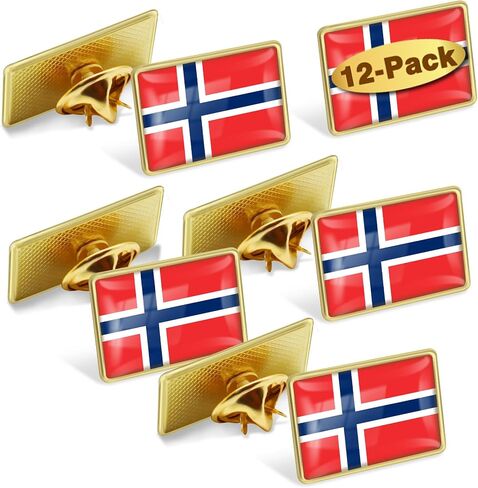12/24/50/100Pcs Norway Flag Lapel Pins Bulk - Metal Norwegian Nordmann Brooch Badge Souvenir for Men Women Clothes Bags Hats in Kuwait