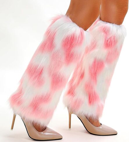 delaodola Faux Fur Leg Warmers Warm Winter Furry Long Boot Covers Party Costume for Women in Kuwait