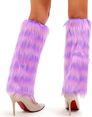 delaodola Faux Fur Leg Warmers Warm Winter Furry Long Boot Covers Party Costume for Women in Kuwait