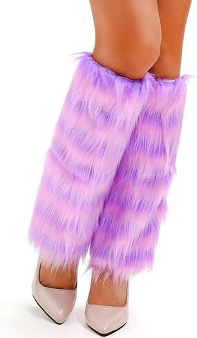 delaodola Faux Fur Leg Warmers Warm Winter Furry Long Boot Covers Party Costume for Women in Kuwait