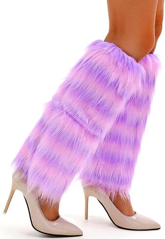 delaodola Faux Fur Leg Warmers Warm Winter Furry Long Boot Covers Party Costume for Women in Kuwait