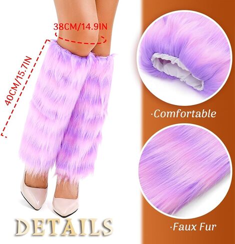 delaodola Faux Fur Leg Warmers Warm Winter Furry Long Boot Covers Party Costume for Women in Kuwait