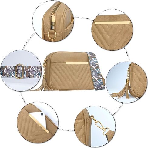 KKXIU Quilted Small Crossbody Bag for Women and Teen Girls Stylish Shoulder Purse with Wide Strap in Kuwait