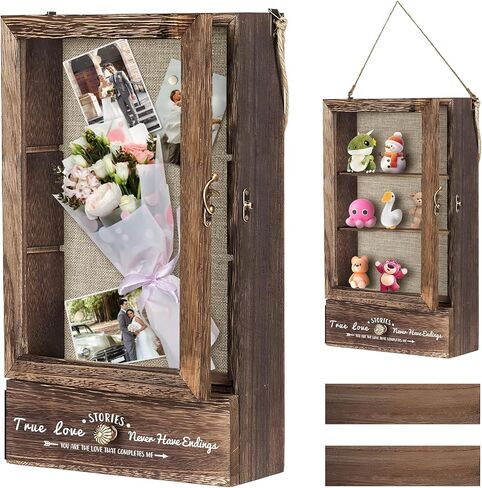Shadow Box Frame 11X16, Large Shadow Box Display Case with Removable Shelves and Drawers, Brown Memory Boxes for Bridal Shower Gifts, Wedding Gifts for Couples 2024 in Kuwait
