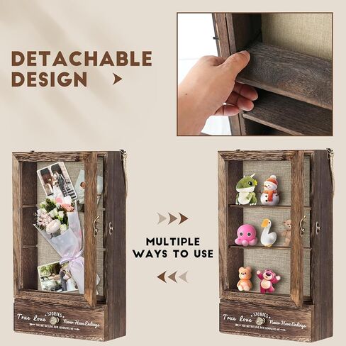 Shadow Box Frame 11X16, Large Shadow Box Display Case with Removable Shelves and Drawers, Brown Memory Boxes for Bridal Shower Gifts, Wedding Gifts for Couples 2024 in Kuwait