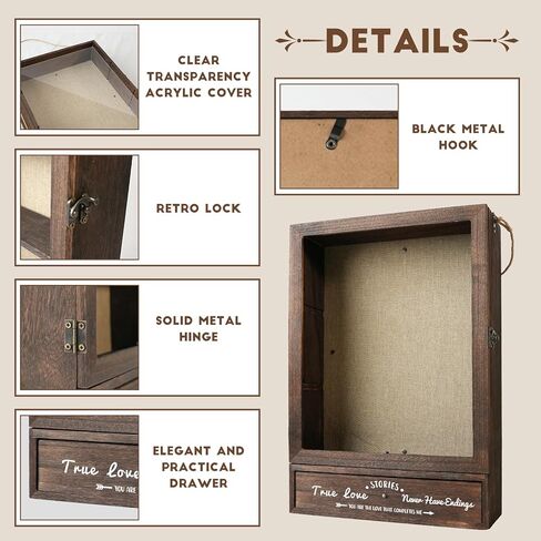 Shadow Box Frame 11X16, Large Shadow Box Display Case with Removable Shelves and Drawers, Brown Memory Boxes for Bridal Shower Gifts, Wedding Gifts for Couples 2024 in Kuwait