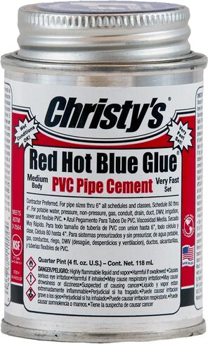 أسمنت PVC ذو الصمغ الأحمر والأزرق الساخن من Christy - جسم متوسط، مجموعة سريعة جدًا، منخفض المركبات العضوية المتطايرة، 1 كوارت (32 أونصة سائلة) in Kuwait