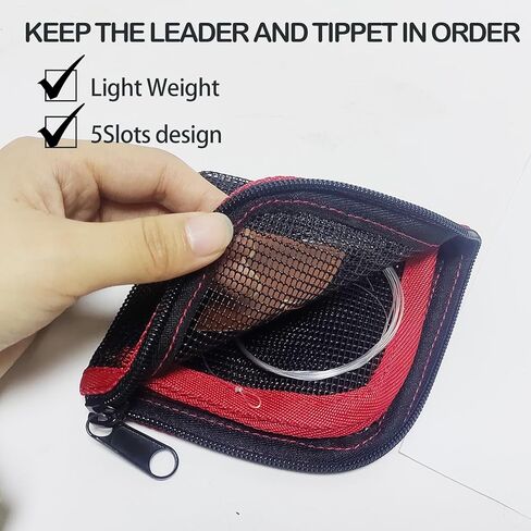Aventik Fly Fishing Tapered Leader Wallet Tippet Line Case 5 Slots Net-Like Leader Tippet Storage Leader Pocket 4X4inch in Kuwait