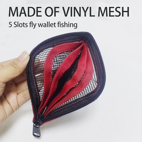 Aventik Fly Fishing Tapered Leader Wallet Tippet Line Case 5 Slots Net-Like Leader Tippet Storage Leader Pocket 4X4inch in Kuwait
