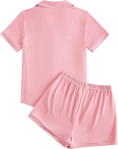 Women's Pajama Sets Button Down Short Sleeve Shirt & Shorts Lounge Sets Nightwear in Saudi Arabia