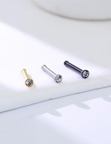 Hypoallergenic 18G 20G Nose Rings Studs for Women Men Surgical Stainless Steel Nose Piercings Jewelry Straight L Shaped Corkscrew Nose Rings Cubic Zirconia Opal Heart Nose bone Studs Jewelry in Kuwait