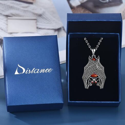 Distance Halloween Gifts Bat Necklace for Women, Opal Birthstone Pendant 925 Sterling Silver Necklace, Birthday Christmas Jewelry Gifts for Women/Wife/Girlfriend in Saudi Arabia