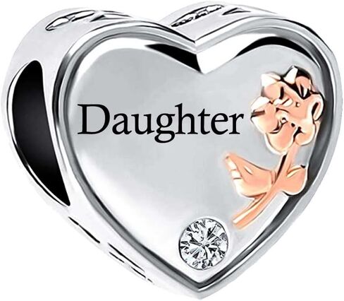 KunBead Rose I Love You Heart Birthday Bead Charms Compatible with Pandora Bracelet for Auntie Dad Daughter Grandma Mom Nana Sister Wife in Kuwait