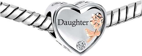 KunBead Rose I Love You Heart Birthday Bead Charms Compatible with Pandora Bracelet for Auntie Dad Daughter Grandma Mom Nana Sister Wife in Kuwait