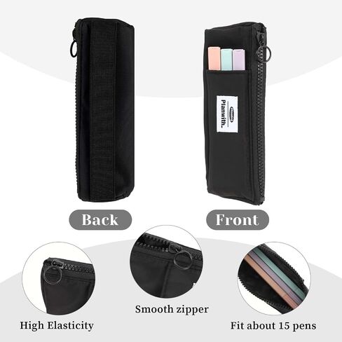Pen Holder for Notebook Small Pen Holder with Zipper and Adjustable Elastic Band Slim Grey Pencil Case Journal Pen Holder Notebook Pen Holder for Hardcover,Notebooks,Books in Saudi Arabia