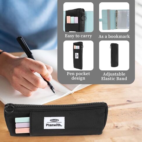 Pen Holder for Notebook Small Pen Holder with Zipper and Adjustable Elastic Band Slim Grey Pencil Case Journal Pen Holder Notebook Pen Holder for Hardcover,Notebooks,Books in Saudi Arabia