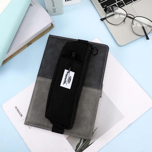 Pen Holder for Notebook Small Pen Holder with Zipper and Adjustable Elastic Band Slim Grey Pencil Case Journal Pen Holder Notebook Pen Holder for Hardcover,Notebooks,Books in Saudi Arabia