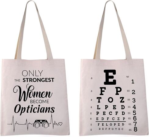 VAMSII Optician Gifts for Women Eye Chart Gifts Tote Bag Funny Optometrist Gifts Shoulder Bag Optometry Gifts Shopping Bag(BLK-Women Opticians tote) in Kuwait
