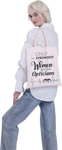 VAMSII Optician Gifts for Women Eye Chart Gifts Tote Bag Funny Optometrist Gifts Shoulder Bag Optometry Gifts Shopping Bag(BLK-Women Opticians tote) in Kuwait