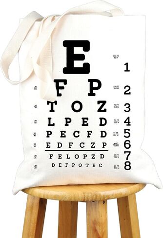 VAMSII Optician Gifts for Women Eye Chart Gifts Tote Bag Funny Optometrist Gifts Shoulder Bag Optometry Gifts Shopping Bag(BLK-Women Opticians tote) in Kuwait