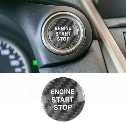 Compatible with Lexus Engine Start Stop Button Cover Keyless One Click Push Start Button Trim Sticker for is ES GS NX RX LX RC F, Real Carbon Fiber(Black) in Saudi Arabia