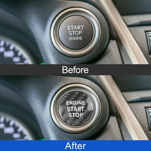 Compatible with Lexus Engine Start Stop Button Cover Keyless One Click Push Start Button Trim Sticker for is ES GS NX RX LX RC F, Real Carbon Fiber(Black) in Saudi Arabia