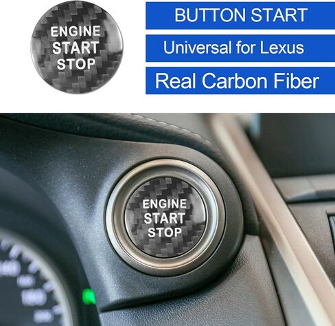 Compatible with Lexus Engine Start Stop Button Cover Keyless One Click Push Start Button Trim Sticker for is ES GS NX RX LX RC F, Real Carbon Fiber(Black) in Saudi Arabia