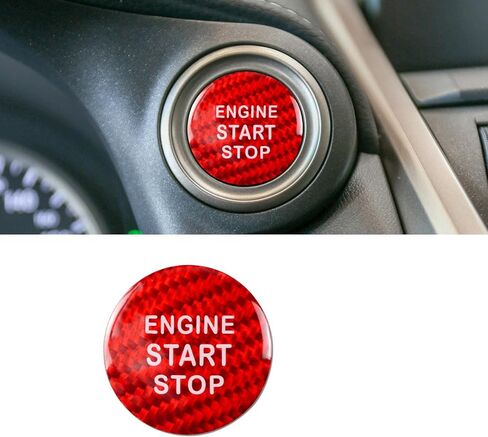 Compatible with Lexus Engine Start Stop Button Cover Keyless One Click Push Start Button Trim Sticker for is ES GS NX RX LX RC F, Real Carbon Fiber(Black) in Saudi Arabia