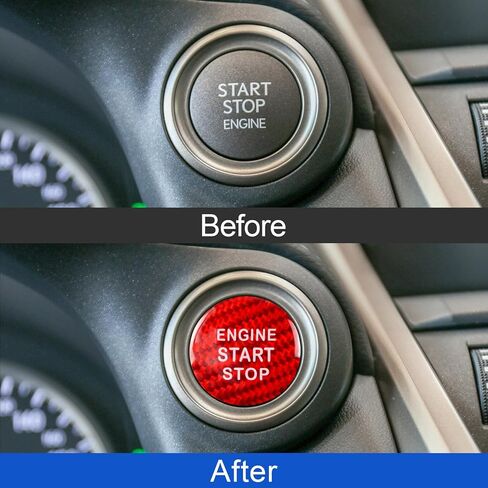 Compatible with Lexus Engine Start Stop Button Cover Keyless One Click Push Start Button Trim Sticker for is ES GS NX RX LX RC F, Real Carbon Fiber(Black) in Saudi Arabia