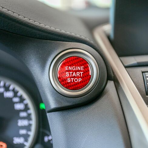 Compatible with Lexus Engine Start Stop Button Cover Keyless One Click Push Start Button Trim Sticker for is ES GS NX RX LX RC F, Real Carbon Fiber(Black) in Saudi Arabia