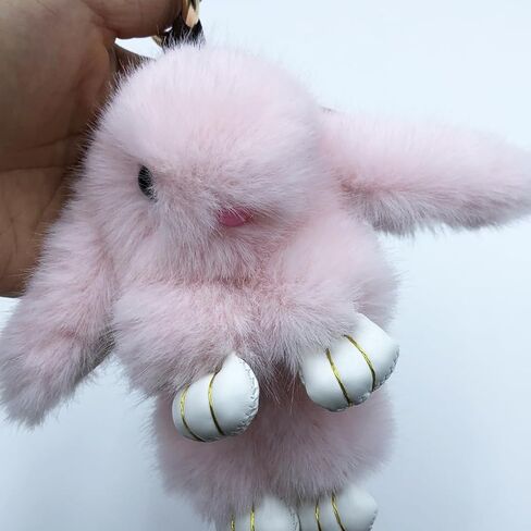 Unpafcxddyig Bunny Keychain Mini Soft Cute Artificial Mink Fur Fluffy Keyring 4.7in for Car Handbag in Kuwait