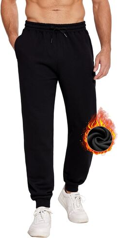 PINSPARK Men's Sweatpants Joggers with Zipper Pockets Fleece Lined Jogger Pants Mens Sweat Pants Gym Workout Jogging Sweats in Saudi Arabia