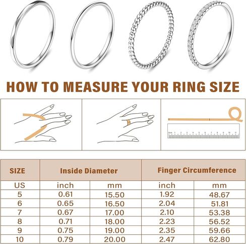 MILACOLATO 14K Gold Filled 1.3mm Thin Stackable Rings for Women - Minimalist Non Tarnish Half Cubic Zirconia Band Rings - Dainty Trendy Statement Stacking Rings Set Size 5-10 in Saudi Arabia