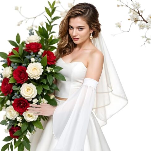 Victorian Long Tulle Gloves Chiffon Detachable Sleeves for Women Long Tulle Gloves Arm Cover in Saudi Arabia