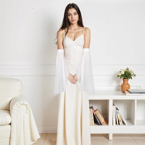 Victorian Long Tulle Gloves Chiffon Detachable Sleeves for Women Long Tulle Gloves Arm Cover in Saudi Arabia