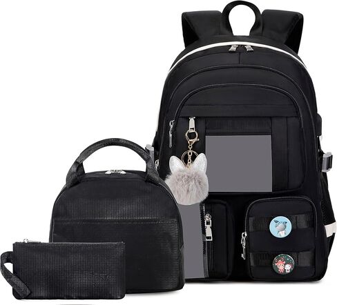 Women Stylish Backpack Set Girl Laptop Backpack Casual Daypack Black in Saudi Arabia