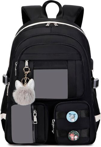 حقيبة ظهر نسائية أنيقة، حقيبة ظهر للكمبيوتر المحمول للفتيات، حقيبة نهارية كاجوال باللون الأسود in Kuwait