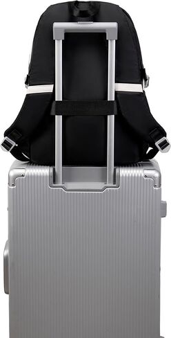 حقيبة ظهر نسائية أنيقة، حقيبة ظهر للكمبيوتر المحمول للفتيات، حقيبة نهارية كاجوال باللون الأسود in Kuwait