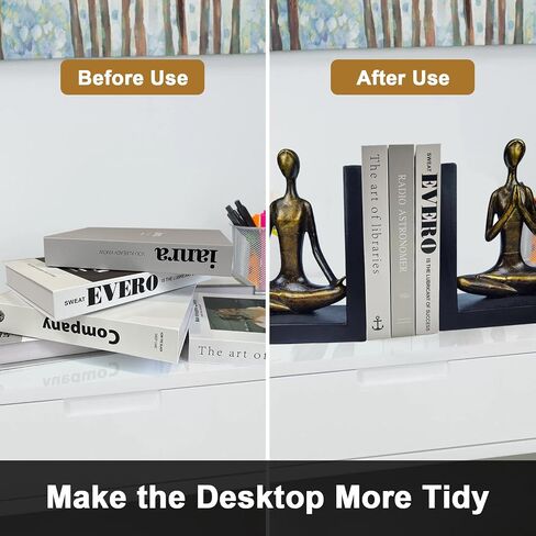 LIFFY Cat Decorative Bookends Decor Unique - Heavy Duty Book Holder, Modern Living Room Decor, Non Skid Bookshelf Stopper, Cute Book Ends for Shelves, Study, Office Desk, Vintage Decor in Kuwait