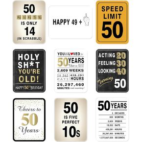 WERNNSAI 50th Birthday Party Decorations for Men/Women- 9PCS Wall Signs Happy Birthday Tags 50 Year Old Party Decor White Caution Logos on Door Windows Yard Garden Banner Party Supplies Picture Props