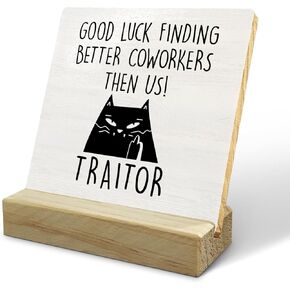 HONLUNG Coworker Gifts For Women Men Retirement Gifts New Joy Going Away Gift Leaving Gifts For Coworker Boss Leader Colleague Friends,Desk Decorative Wooden Plaques Sign for Home Office