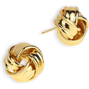 JeanBeau Small Chunky Love Knot Stud Earrings for Women, Trendy Statement Hollow Twisted Hypoallergenic Earing Valentine Prom Fashion Jewelry Gift