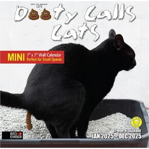 RED EMBER Cat Memes 2025 Wall Calendar 12 Month | 12" x 24" Open | Thick & Sturdy Paper | Giftable | Calendar 2025