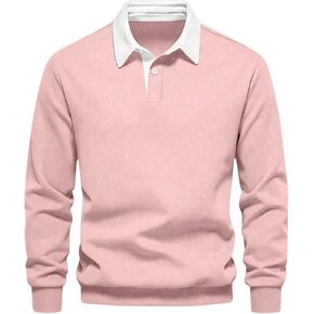SweatyRocks Men's Color Block Collared Sweatshirts Button Front Long Sleeve Pullovers Tops