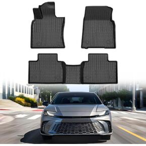 Mixsuper Floor Mats for 2025 Toyota Camry (Include Hybrid), All Weather Floor Liners Durable 1st and 2nd Row Set Black