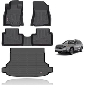 KELCSEECS All Weather Floor Mats & Cargo Liner Set Custom for Subaru Forester 2025 Car Mats Automotive Cargo Mat All Weather Protection Anti-Slip TPE Floor Liners Forester Accessories Trunk Mat Black